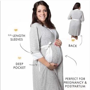 Kindred Bravely Gray Emmaline Maternity Robe L/XL